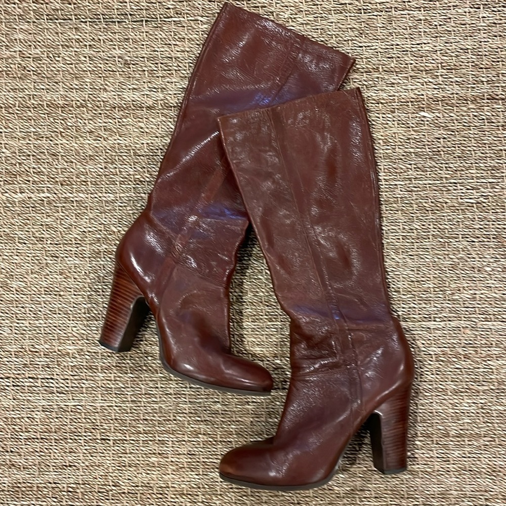 Nine West (leather) Temas Dress Boots - red/brown size 10